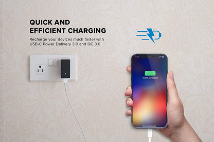 30W PD Adapter with USB Power Delivery 3.0 and QC 3.0 Wall Charger, Comes with 1 USB-C and 1 USB-A Ports, and AC Plugs for US/JP/EU/UK, Compatible with Pebble Series Speakers…